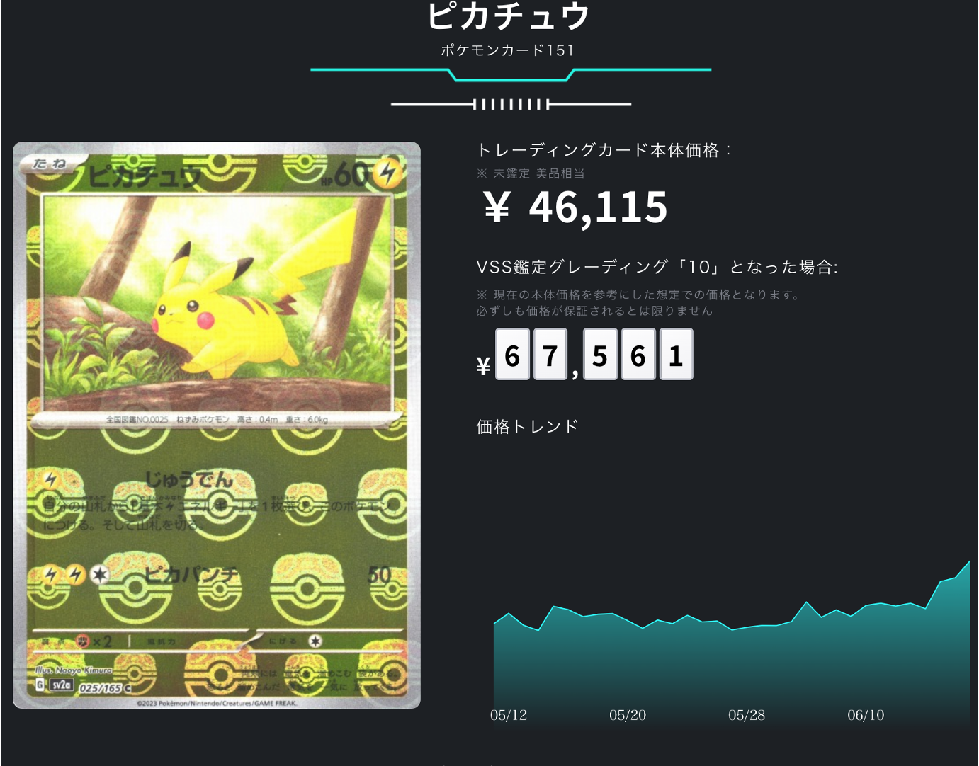 ポケカ）【ピカチュウ（ポケモンカード151/マスボ ミラー