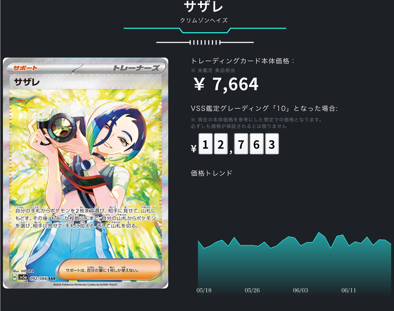 ポケカ）【サザレ（クリムゾンヘイズ/SAR）】相場・価格・値段